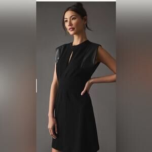 ANTHROPOLOGIE Grey State Rue Mini Dress‎ Black Size Small 100% Cotton Sleeveless